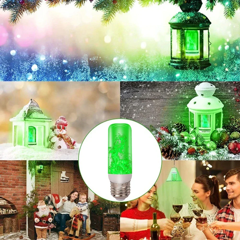 LED Flicker Flame Light Bulb Simulated Burning Fire Effect E27E26 Lamp Xmas Party Decorations Flickering Outdoor Four mode Light