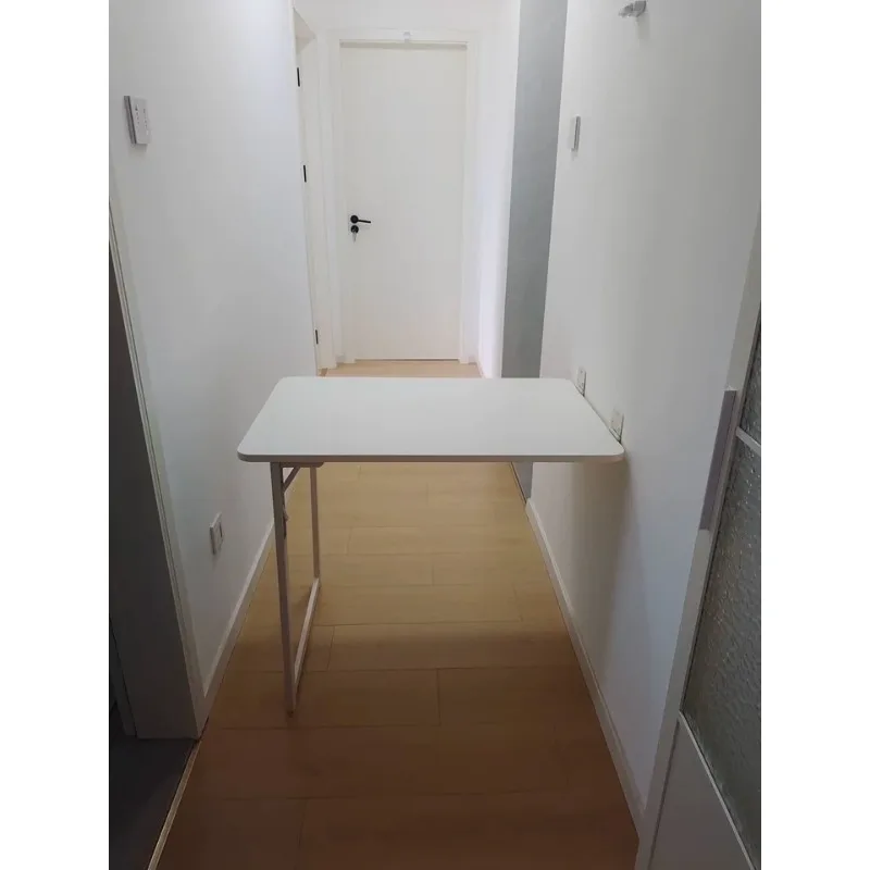Tavolo pieghevole a parete, tavolo da pranzo a parete in legno massello, scrivania per computer nascosta a parete, tavolo pieghevole multifunzionale - immagine 6