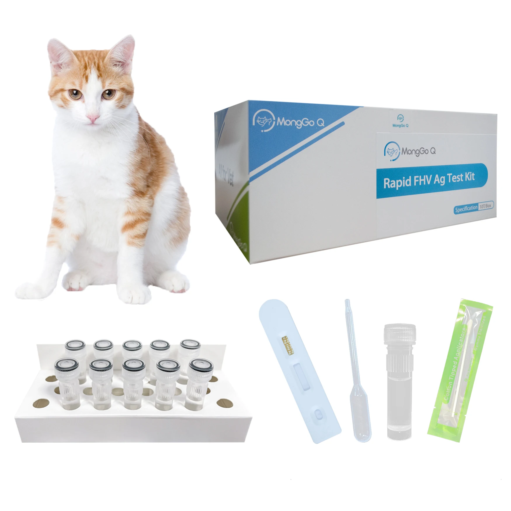 

MongGo Q Rapid Feline Herpes FHV Ag Detection Secretions Testing Kit for Cats,FHV-10