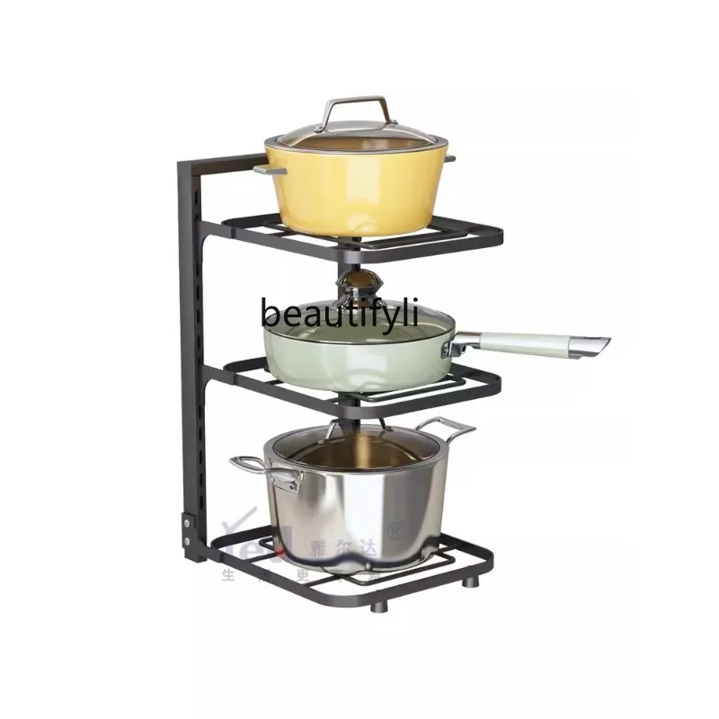 

zq Kitchen Pot Rack Multi-Layer Storage Rack Narrow Slit Frame Countertop Corner Pot Set Sink Layered Storage in Cabinet