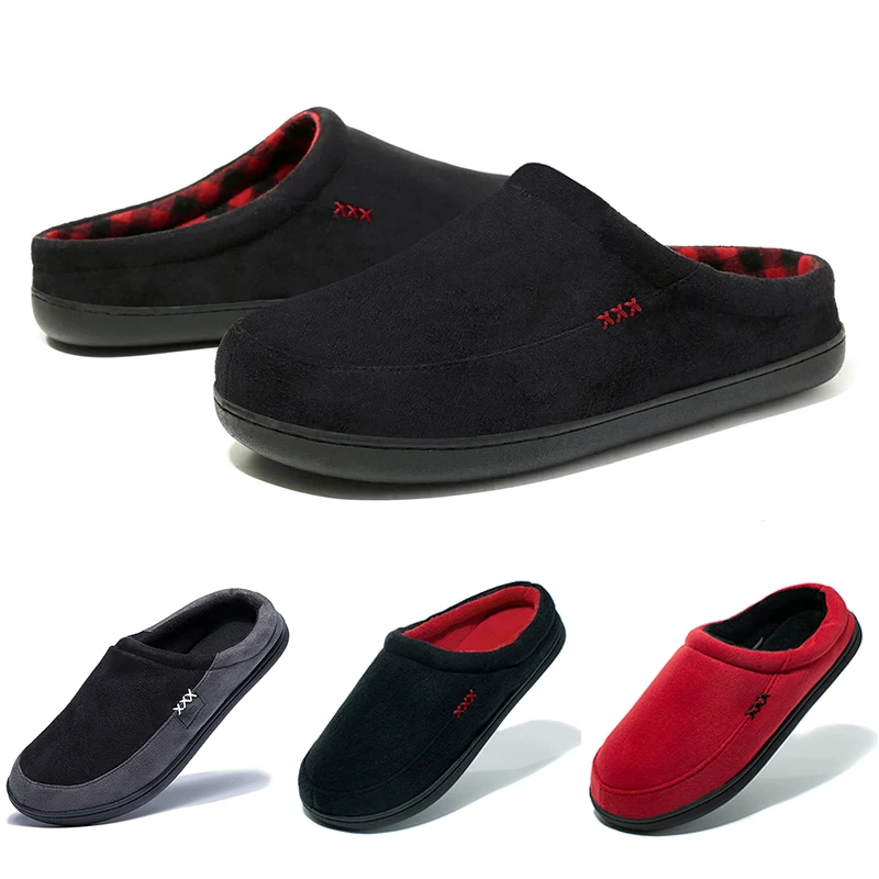 Men's Winter Concise Style Furry Non-Slip Flat Heel House Slippers main image 1