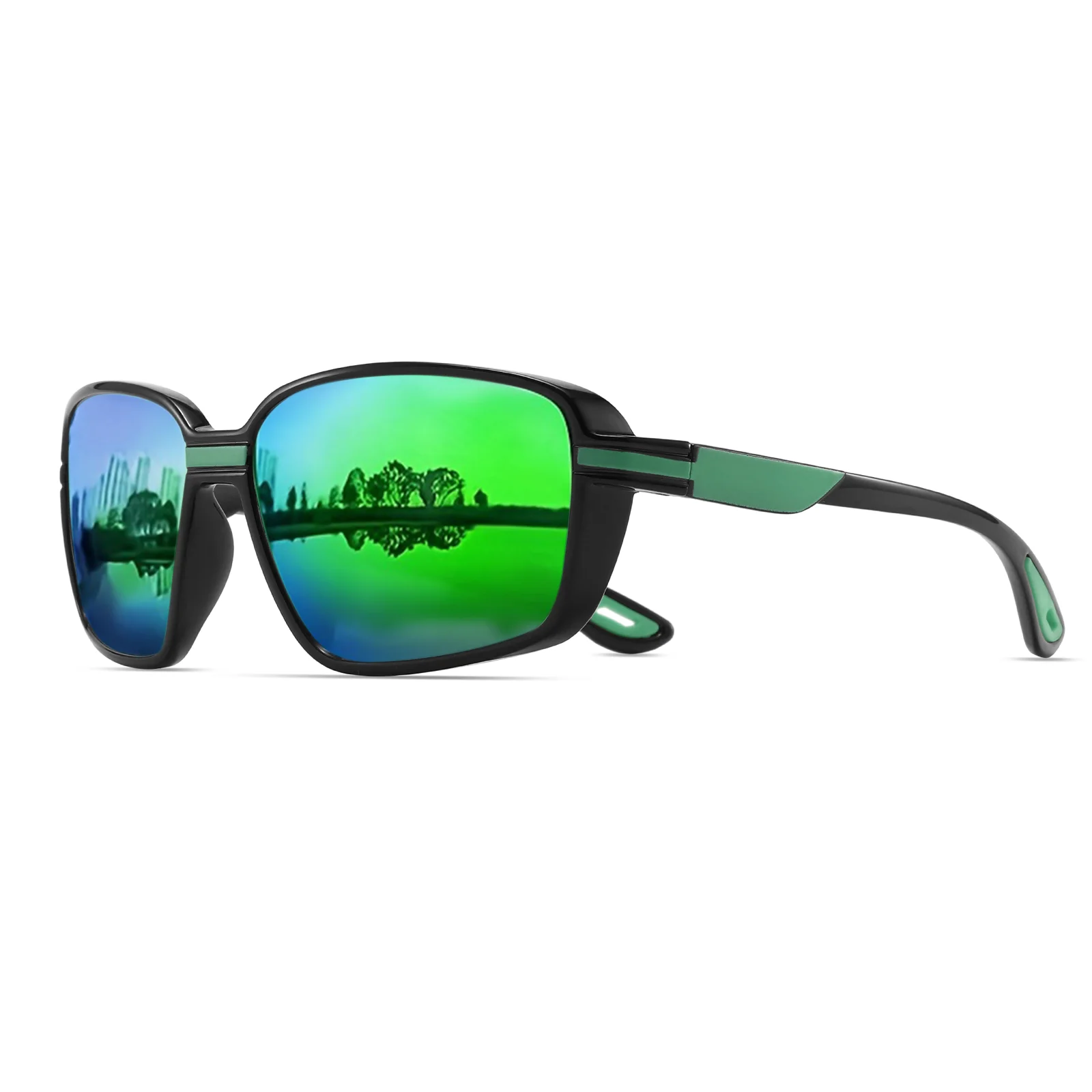 Klassische quadratische Retro-polarisierte Sport-Sonnenbrille – übergroßer umlaufender Rahmen, UV400 zum Angeln, Laufen, Wandern und Reisen – Detail 10
