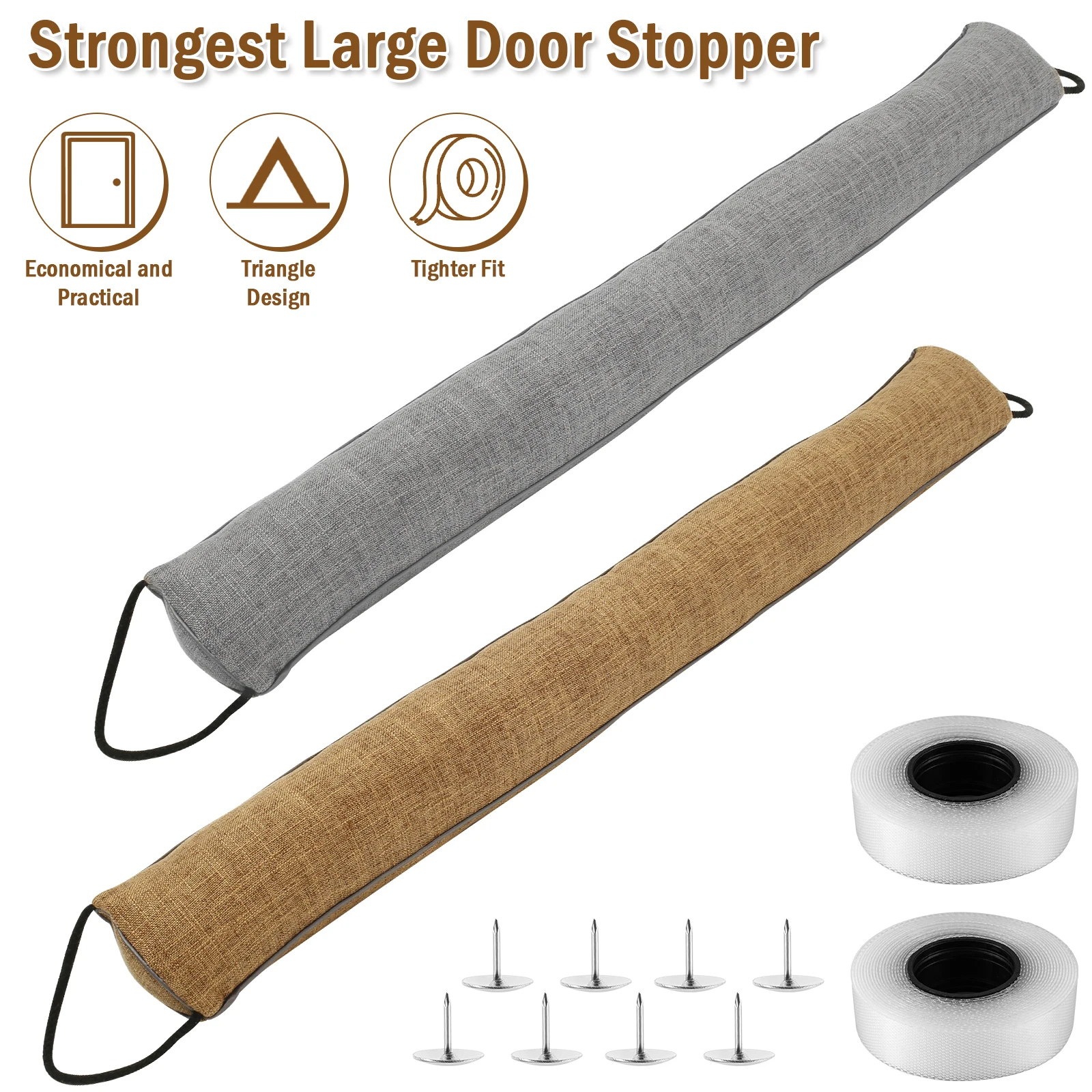 1/2Pcs Under Door Draft Stopper 92cm Heavy Triangular Duty Door Draft Blocker with Hanging Loops for Under Door Noise Blocker
