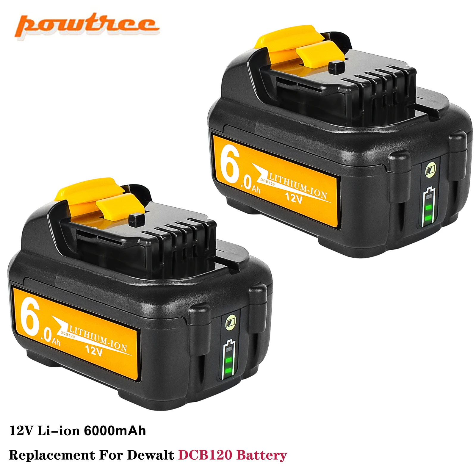 6000mah 12v Rechargeable Battery For Dewalt Dcb120 Dcb127 Dcb121 Dcb119