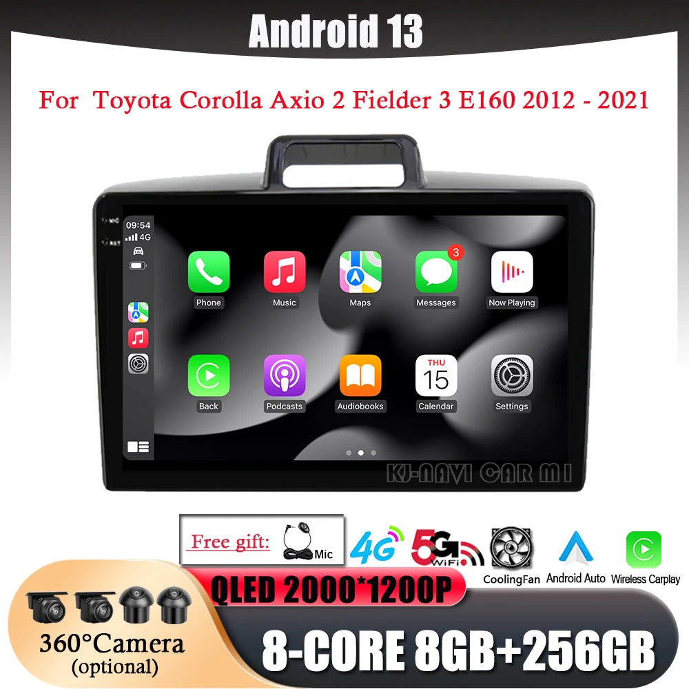 

Автомагнитола для Toyota Corolla Axio 2 Fielder 3 E160 2012 - 2021 с радио, мультимедийным проигрывателем, навигацией, 4G + WIFI GPS QLED экраном Android 13