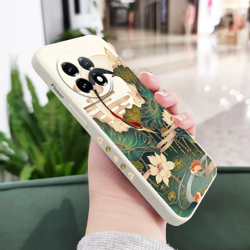 Golden Lotus Liquid Silicone Phone Case Cover
