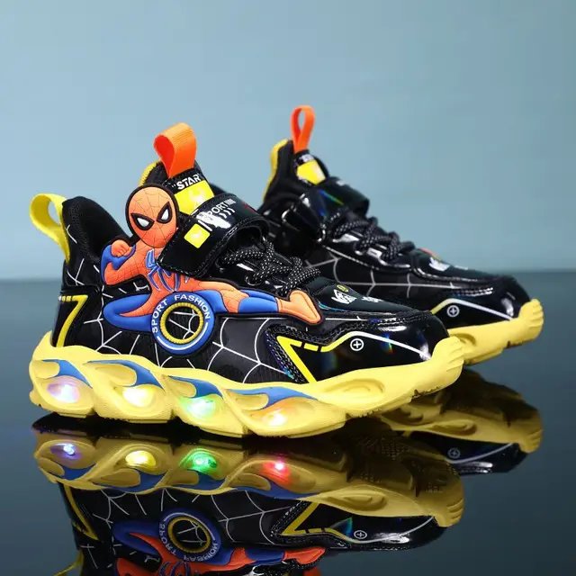 Disney Boys Shoes LED Lights Cartoon Autumn Children's Sports Shoes Leather Non-slip Children's Running Shoes Sneaker Size 25-35 3