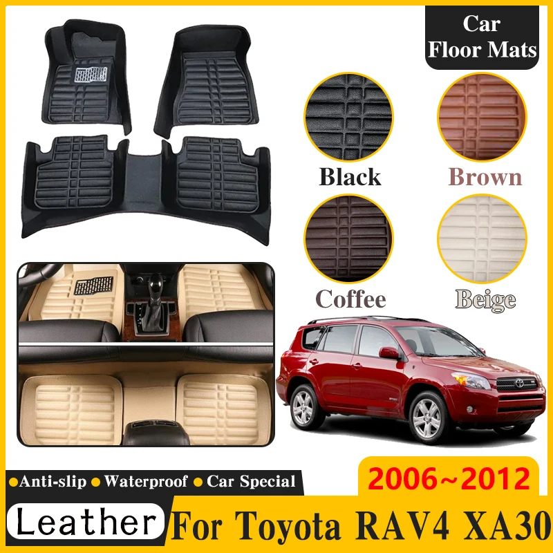 

Car Leather Floor Mats For Toyota RAV4 XA30 2006 2007~2012 Waterproof LHD Pads Interior Spare Replacement Part Auto Accessories