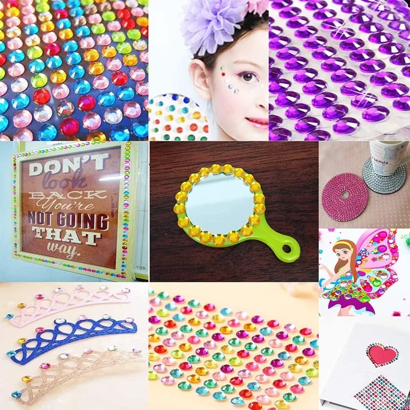 Bling Acrylic Rhinestone Sticker Sheet – Gem Diamond Self-Adhesive Embellishments for DIY Crafts & Wedding Décor