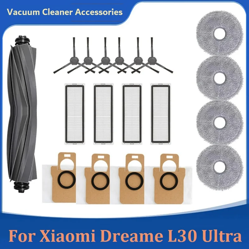 

Сменные детали для Xiaomi Dreame L30, Набор сменных деталей для ультрароботизированного пылесоса, основная боковая щетка, фильтр НЕРА, насадка для швабры, аксессуары для мешка от пыли