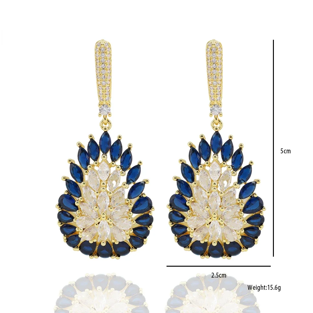 Luck Hot Selling New Fashion Micropaved Cubic Zirconia Pendant Earrings Teardrop Women's Earrings Banquet Gift Party