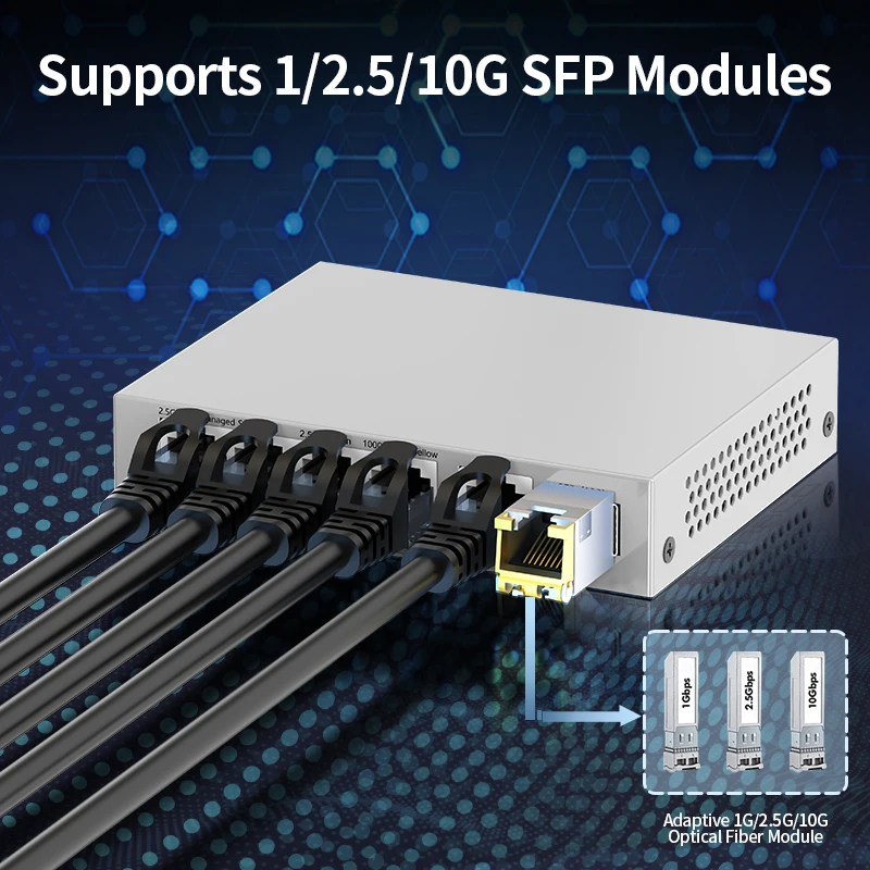 HORACO 2.5GbE Managed Switch 5 Port 2500Mbps Network 10G SFP+ Slot
