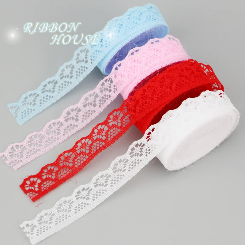 (20 yards/roll) 15mm white lace fabric Webbing Decoration packing Material pink red blue