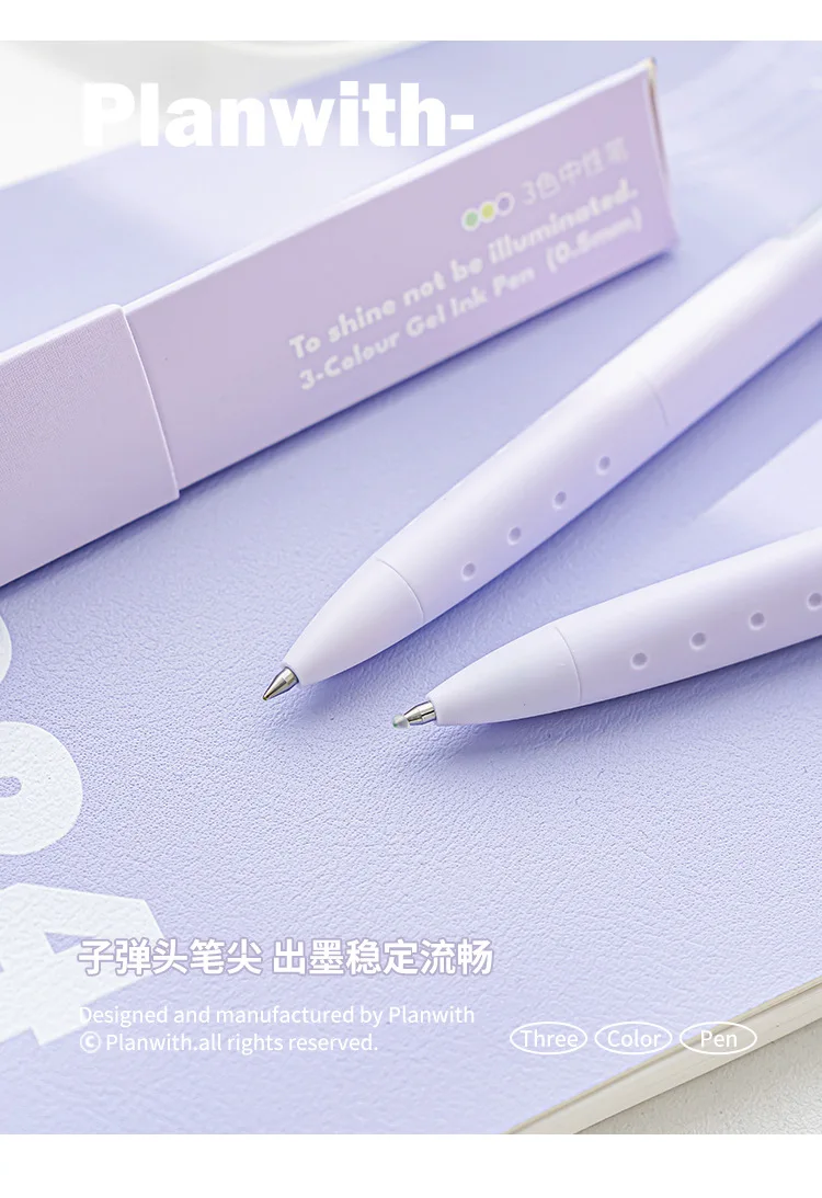 Exquisite3 Color Multifunktionaler einziehbarer Gelstift 0,5 mm Schreibwaren Caneta канцелярия Dreieckiger komfortabler Griff Pe – Detail 9