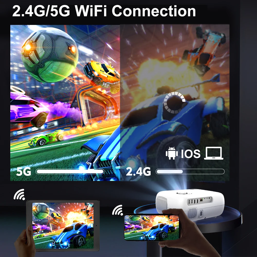 PROGAGA PG500 Full HD 1080P Mini Portable Projector 200 Inch 6000 Lumens Wifi Support 2K 4K Home Theater PG500 Projector Beamer