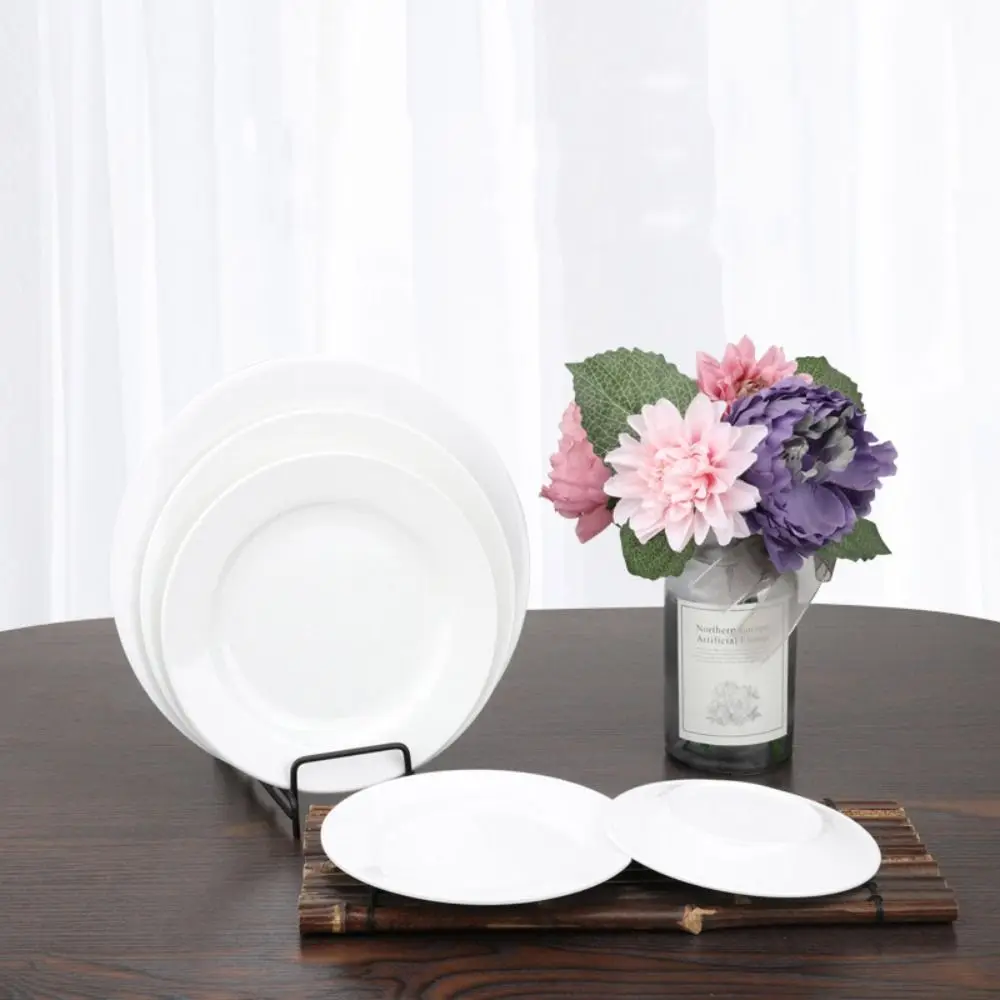 Tableware Round Melamine White Dish Fall-resistant Unbreakable White Disc Imitation Porcelain Durable Dinner Plate Dessert