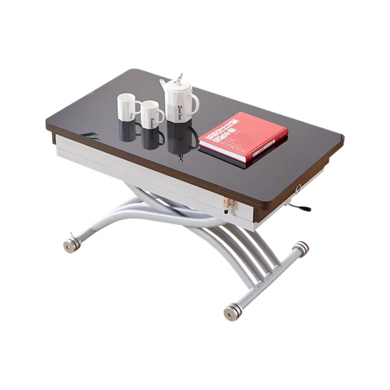 

Simple and modern small-sized folding rectangular tempered glass coffee multifunctional lifting table