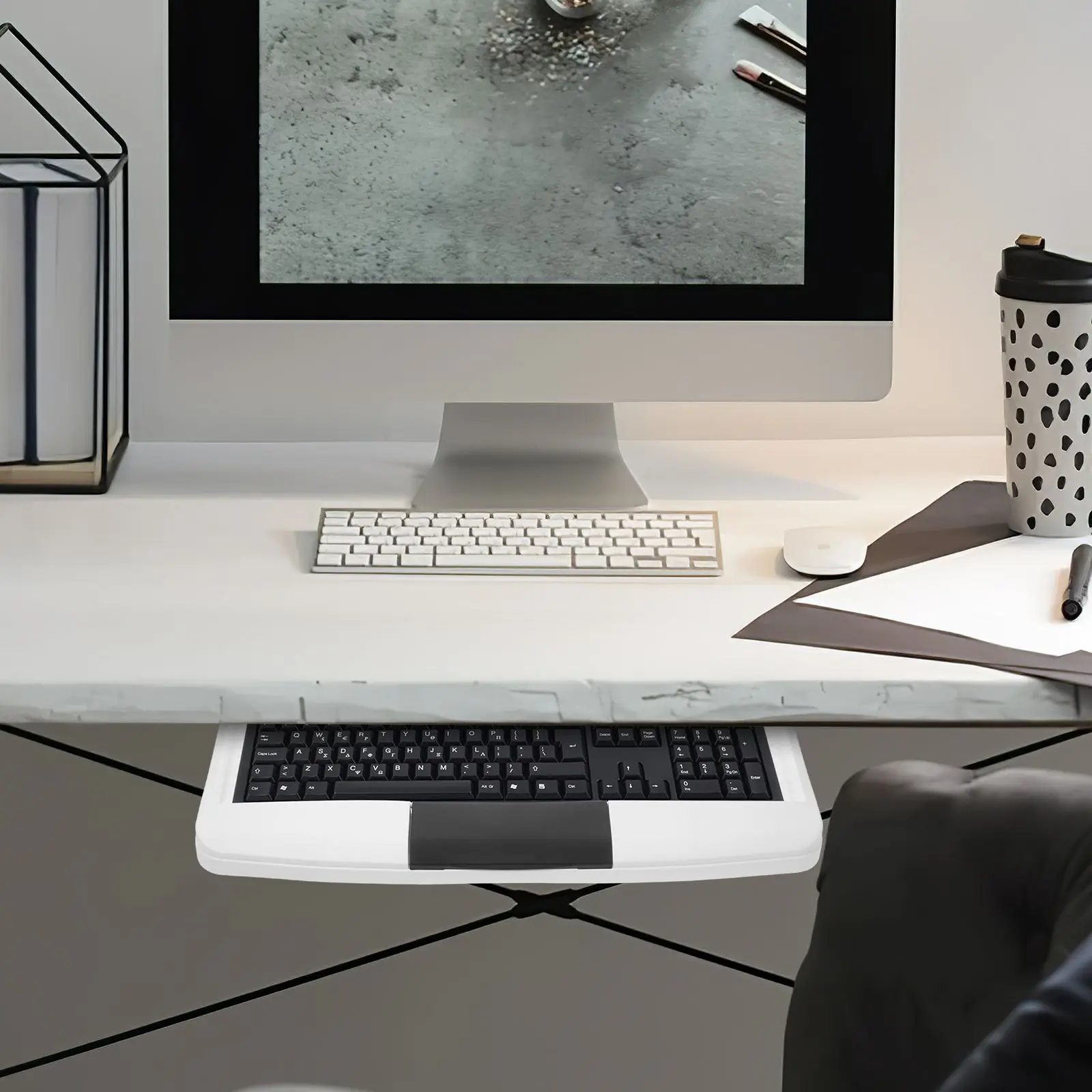 Keyboard Stand Drawer Computer Desk Tray Fold under Small s Aluminum Alloy Ergonomic Design Lightweight Space Saving Keyboard
