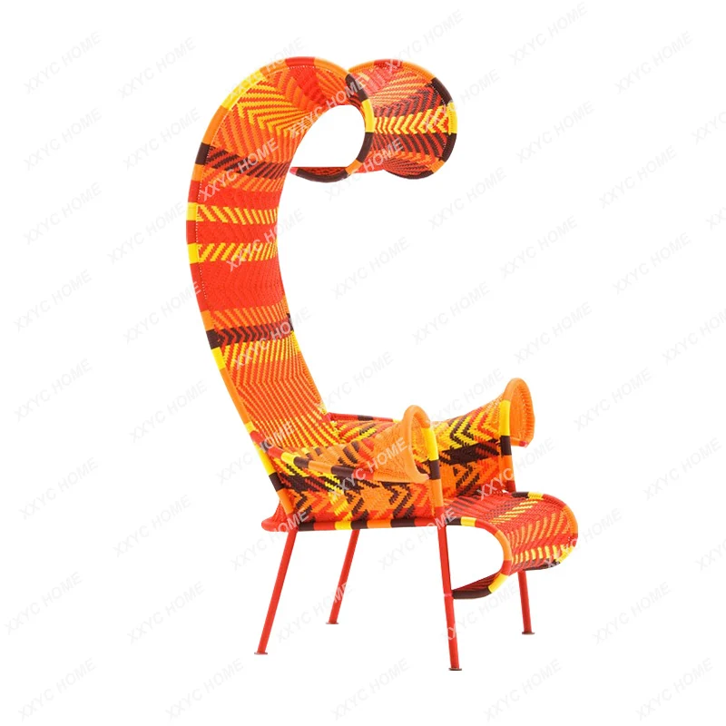 

Nordic Creative Outdoor Rattan Chair Sofa Single Balcony Courtyard Garden Terrace B & B Park Rattan Woven Chair