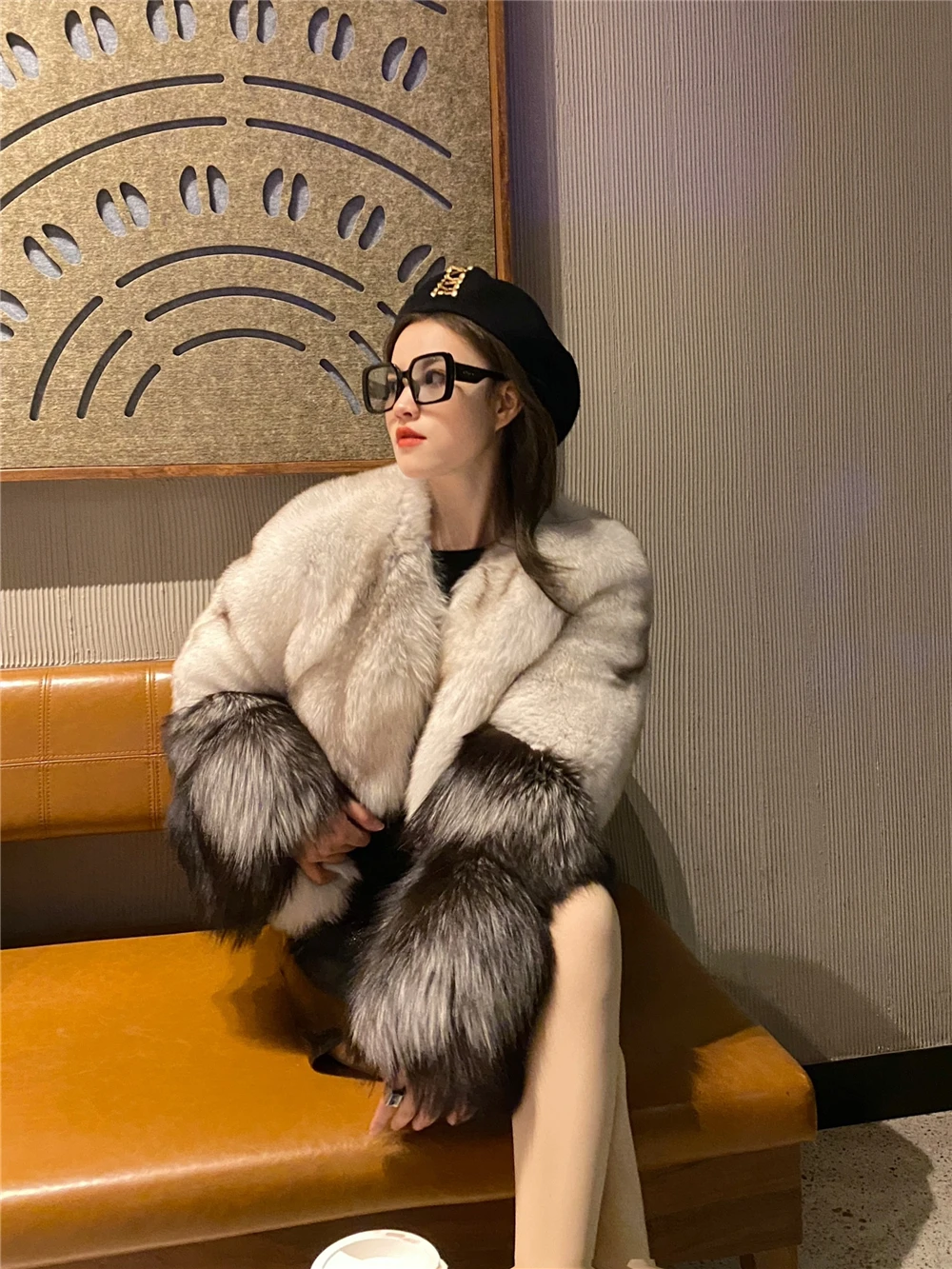 Natural Fox Fur Coat for Women, Plus Size, Real Silver Fox Fur Coat, Plush Jacket, Female Luxury, Winter luxury real fur coat for women natural russian silver fox fur winter jacket with hood thick warm real fur jacket outerwear plus