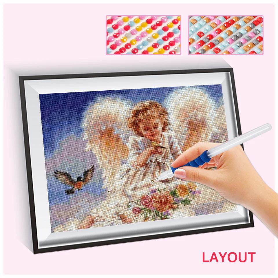 EverShine Diamond Painting Full Square Angel Picture Rhinestones Diamond Emboridery Girl Cross Stitch Mosaic Art Kits Home Decor