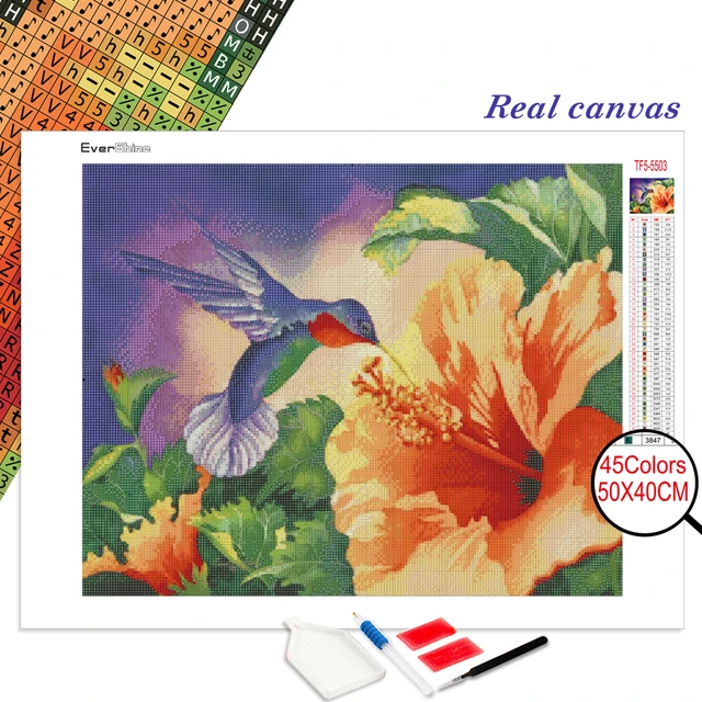 5D Diamond Painting Hummingbird Flower Embroidery Cross Stitch Living Room  Decor