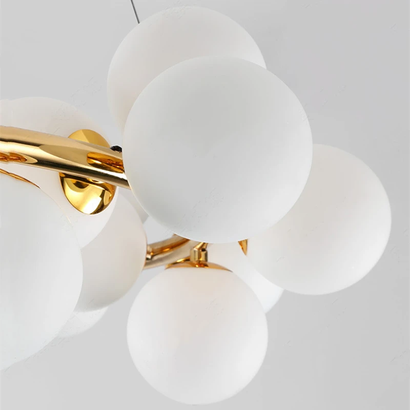 Magic Bean Hanging Chandelier Nordic Multi-head Glass Ball LED Decoration Lights Bedroom Living Room Gold Decor Lamp Fixtures