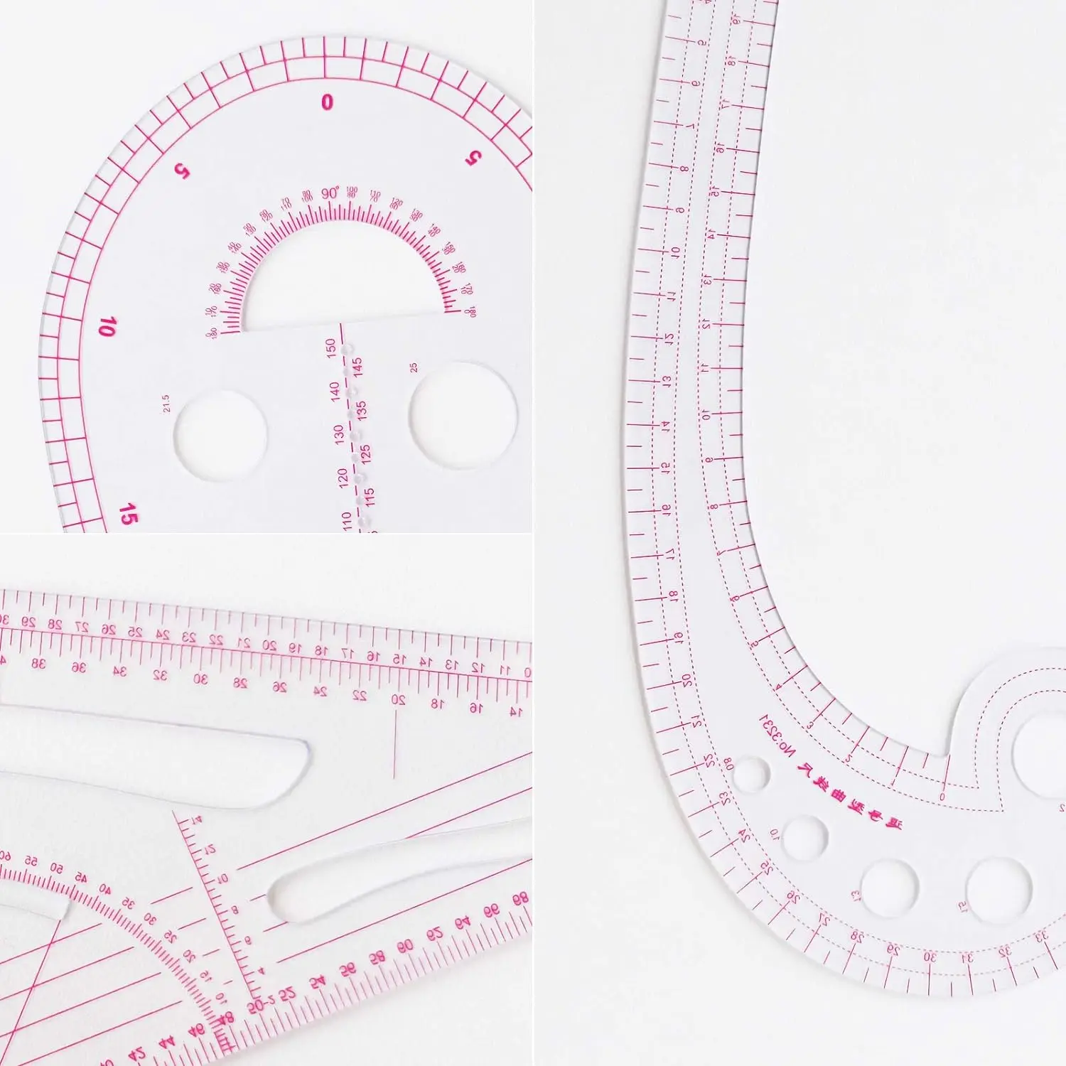Sewing Ruler Tailor Set French Curve Ruler Accessories Fashion Pattern Design Ruler Sewing Pattern Making Tools with Stitching