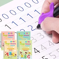 4 Books/set Magic Copybook German Reusable Writing French Practice Book Spanish Handwiriting Workbook Calligraphic English 1