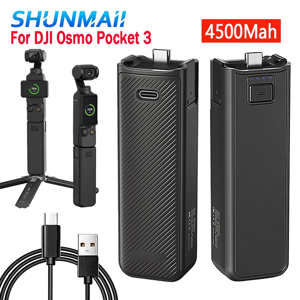 4500Mah Battery for DJI Osmo Pocket 3 Camera Accessories 10W Handheld Handle Grip Mobile Power Bank Charger Camera Power Bank