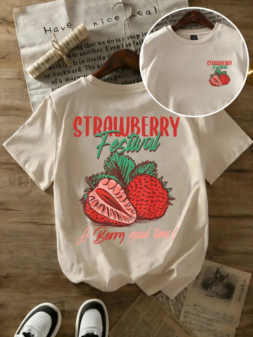 Strawberry Festival Oversized Women's Cotton T-Shirts - Soft & Comfortable Summer Tees