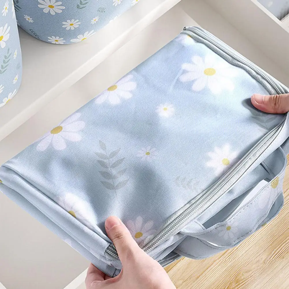 

Dustproof Storage Bag Capacity Flower Print Clothes Storage Bag with Double Straps for Blankets Pillows Dustproof Moisture-proof