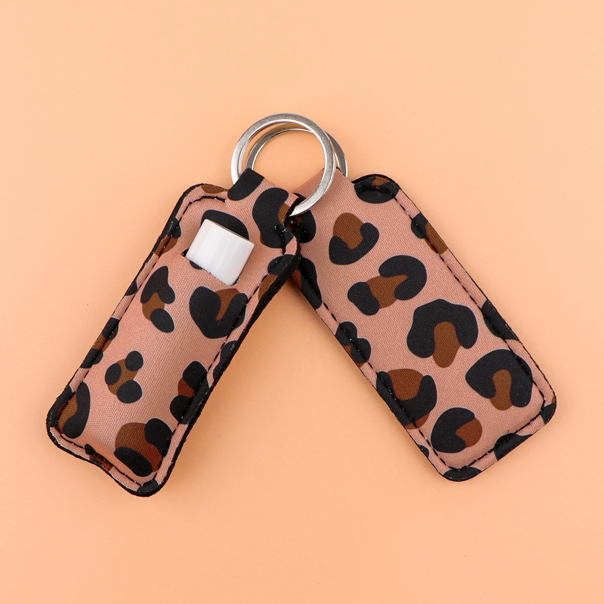 Leopard Print Lipstick Holder Keychain - Fashionable Chapstick and Lip Balm Accessory