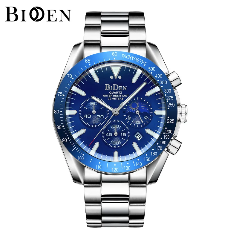 Biden Blue Water Ghost men's wristwatch stainless steel strap top brand luxury fashion casual multi-functional men's watch