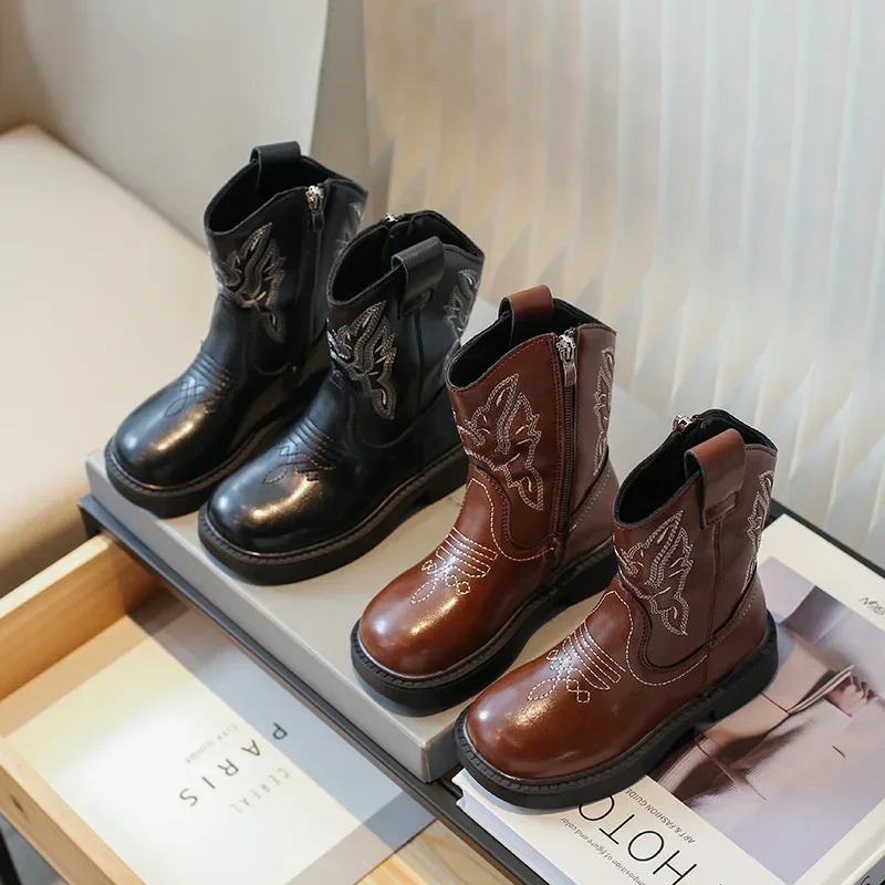 Stivali Da Cowboy Bambina Con Nappe E Paillettes - Pelle, Tacco Basso - Foto 7