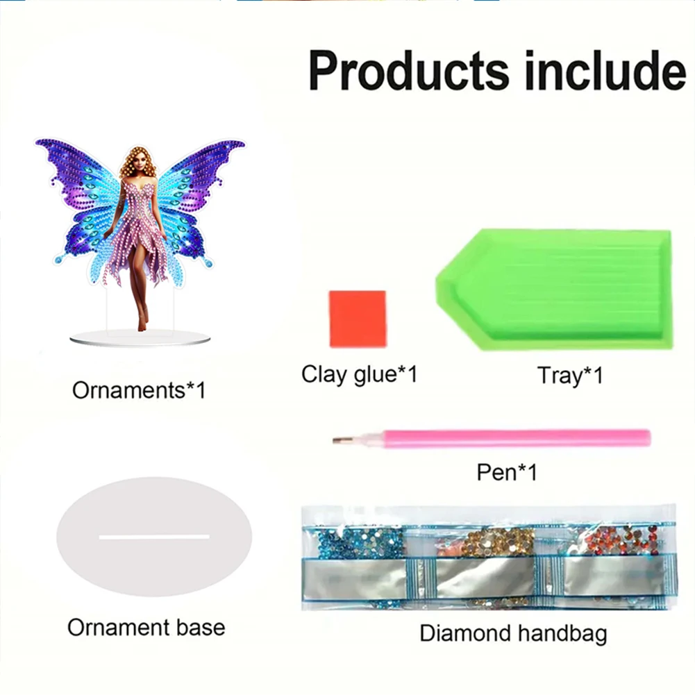 2pcs Butterfly Fairy 2D/Flat DIY Diamond Art Pendant Special Shape 5D DIY Diamond Painting Dots Pendant Wall Door Decoration