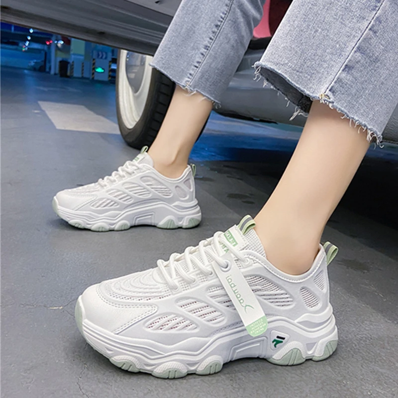 Women Sneakers 2022 Korean Fashion Woman Shoes Chunky Sneakers Platform Autumn Breathable Mixed Colors Casual Ladies Shoes