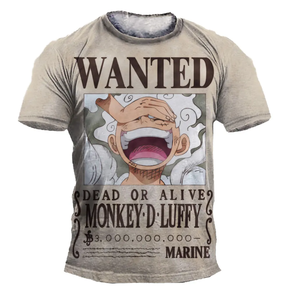 Anime Tee Men T Shirt One Piece Monkey·D·Luffy Gear Fifth Luffy T-shirt Boy Clothes Boys T-shirts Children's Clothing Man Tops