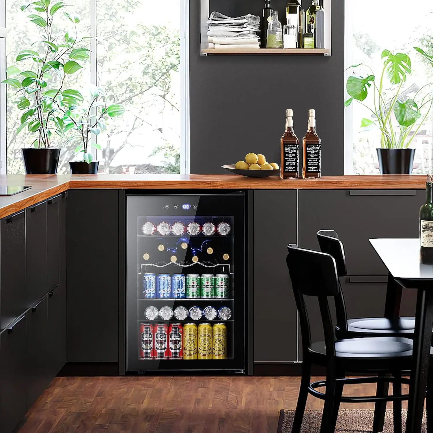 4.5 Cu.ft Beverage Refrigerator and Cooler, 145 Can Mini Fridge Glass Door,Digital Temperature Display for Soda, Beer or 6