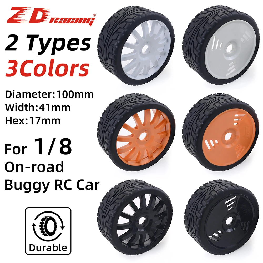 contact RC Racing Tyres 1/8セット　新品 ZD Racing 100mm Rubber Tyres Wheels 17mm Hex for Redcat HSP