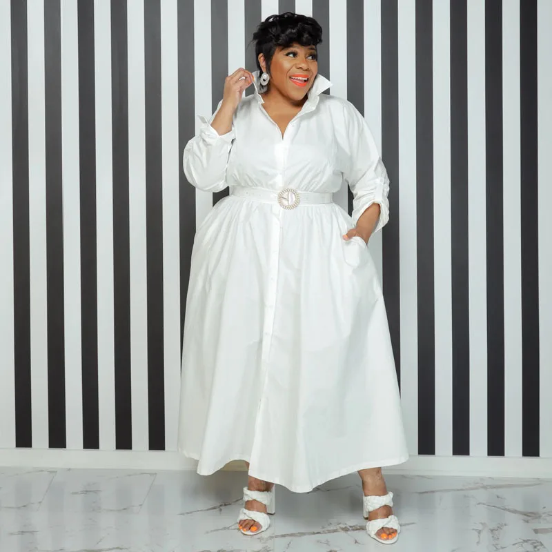 Plus Size Women Elegant Dress Solid Blouse Dinner Dress Female Fashion Evening Gowns Lady Party Robe Loose Formal Clothes