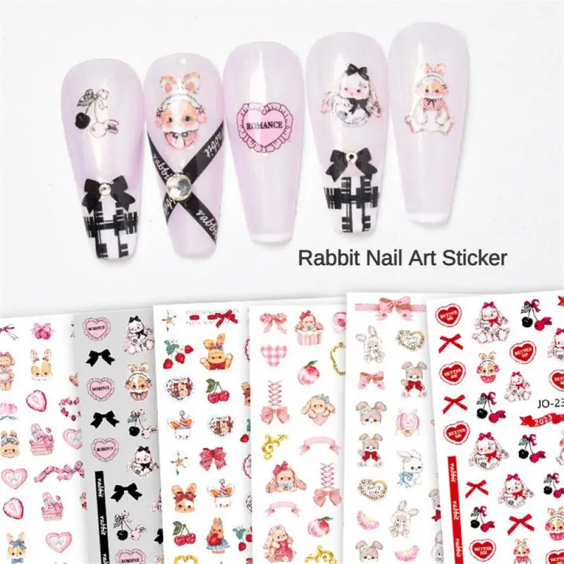 

Bunny Nail Art Stickers Cute Cartoon Rabbit Sliders Spring Flowers Butterfly Stickers for Nails Manicure Nail Art Decoration