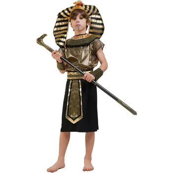 Children Halloween Egyptian Traditional Costumes Fantasia Boys Kids The Pharaoh Of Egypt Cosplay Carnival Masquerade Dress