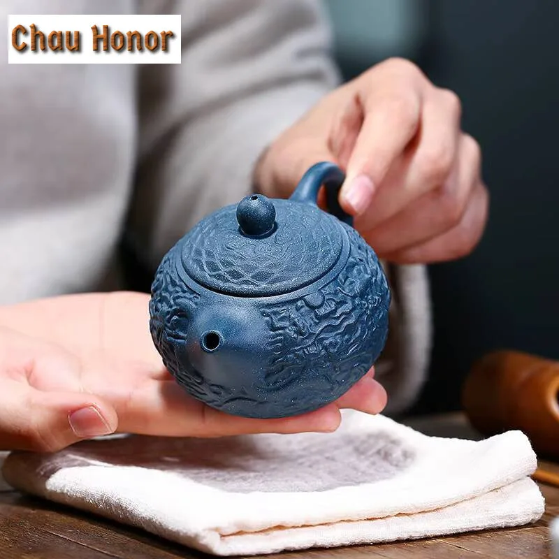 160ml Chinese Yixing Tea Pot Handmade Purple Clay Teapots Dragon Pattern Xishi Pot Beauty Kettle Customized Gifts Authentic