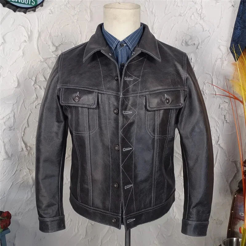 

shipping.classic Free style Batik leather jacket,quality slim biker cowhide coat.vintage 1.2mm tanned clothes.