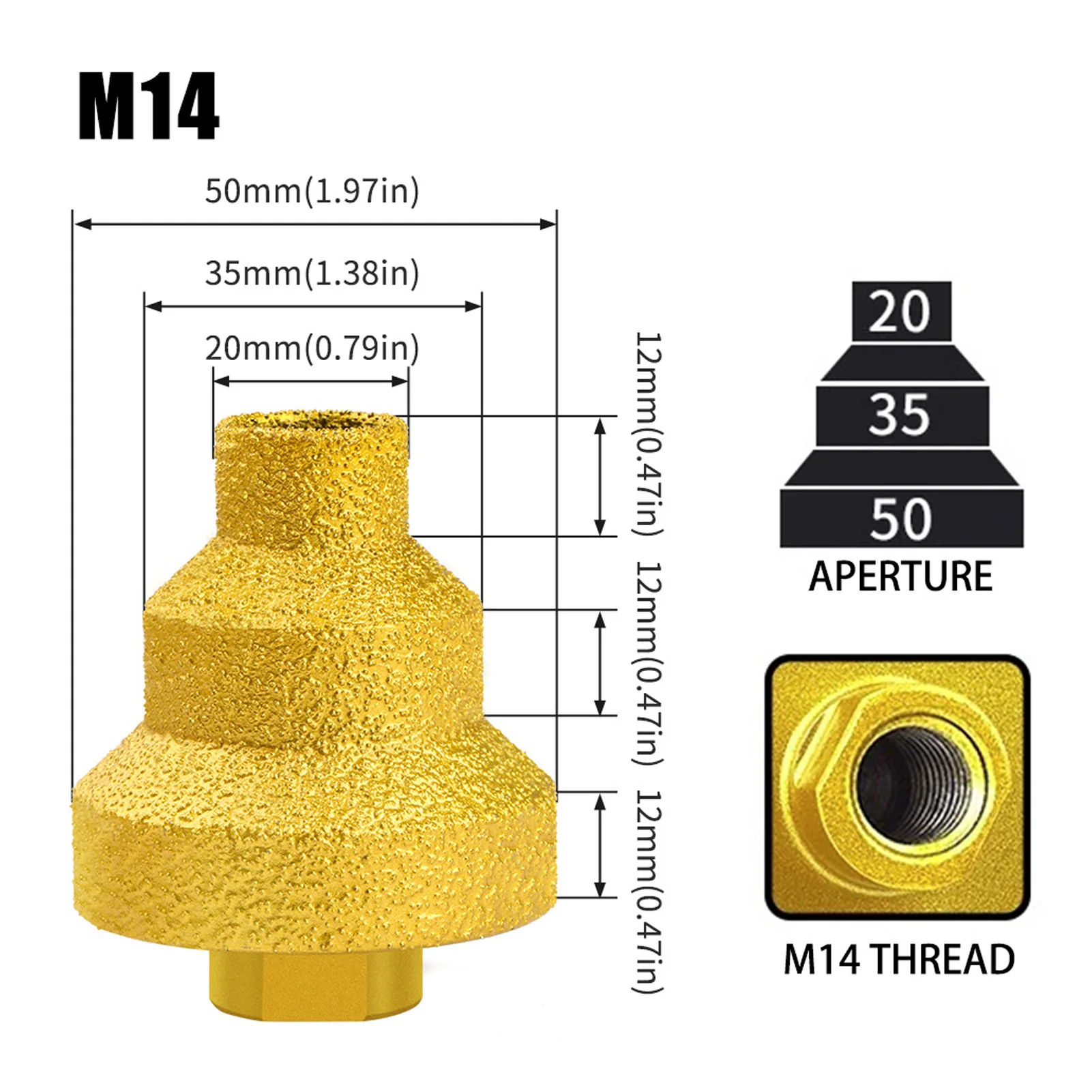 Brazed Reamer Chamfering Drill Bit Wet and Dry Use High Efficiency Stable Reaming 20mm 35mm 50mm for Granite Quartzite