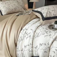 Parure de lit en Lyocell Eucalyptus, doux et soyeux, rafraîchissant, Double, Queen, King, fleurs, imprimé, housse de couette, drap de lit, taies d'oreiller, 4 pièces, été 5