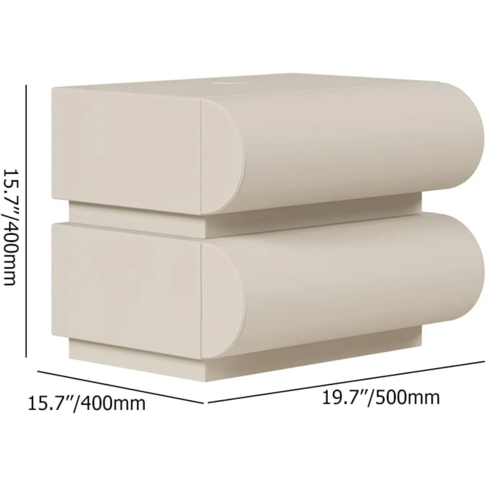 Smart Nightstand Modern White Leather Nightstands with Wireless Charger Bedside Table with 2 Drawers for Bedrooms 6