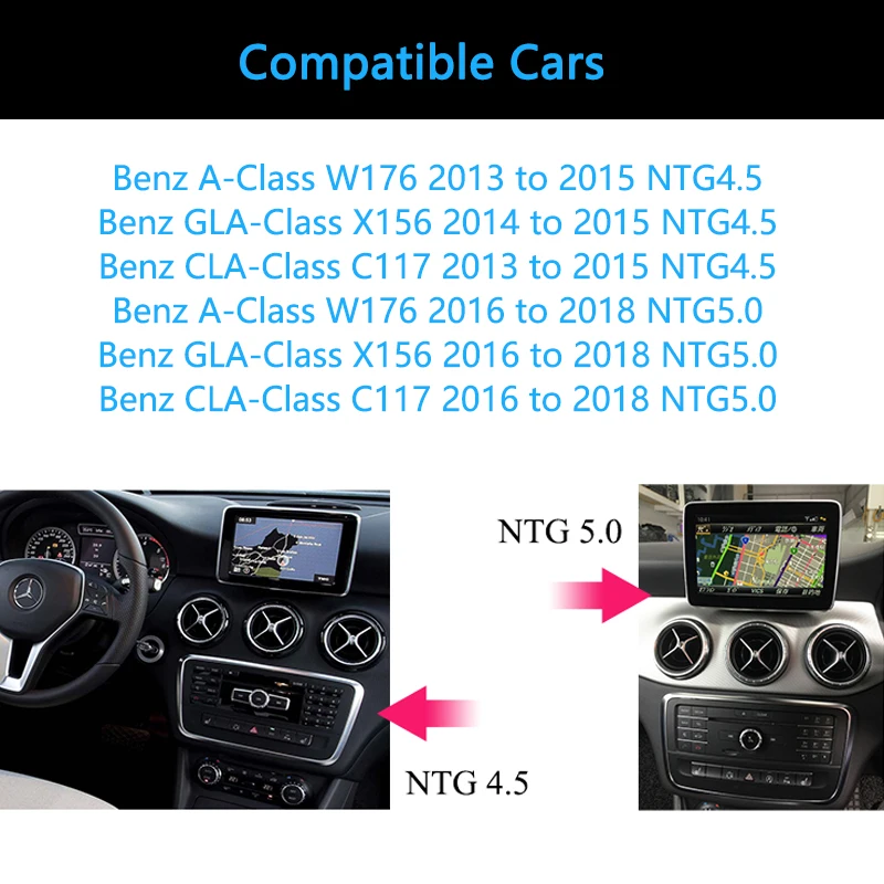 Wireless Carplay Android Auto Kit NTG4.5 For Mercedes Benz A W176 C117 X117  X156