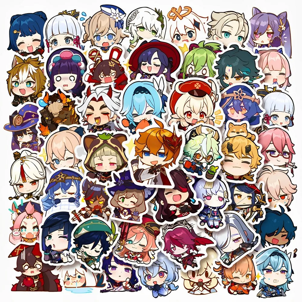 50pcs Cute Genshin Impact Cartoon Decal Stickers